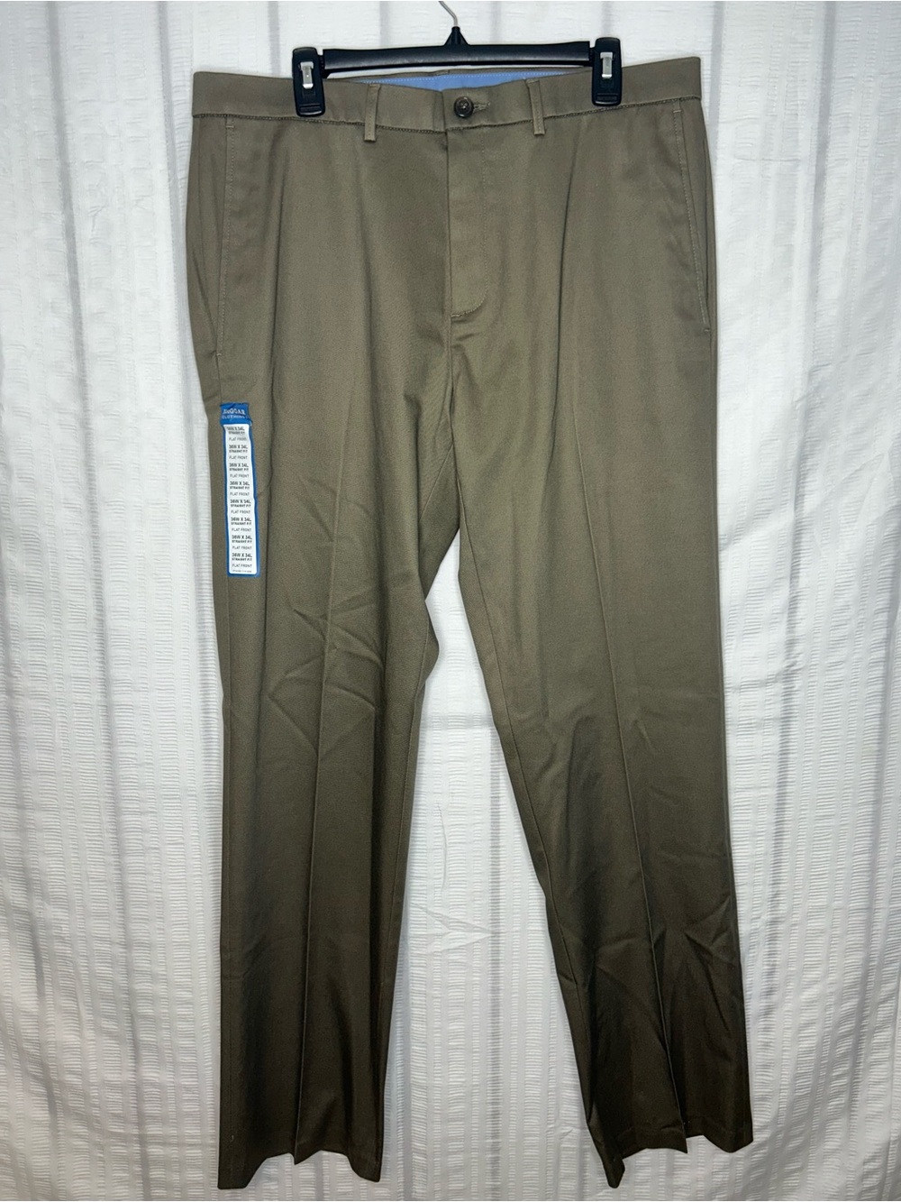 NWT Haggar Pants Mens 36x34 Khaki Classic Fit Premium No Iron Stretch Flat Front